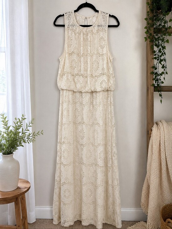 Db Established 1962 Dresses & Skirts - db Est 1962 Ivory Lace Maxi Dress Womens Sleeveless Boho Wedding Dress
